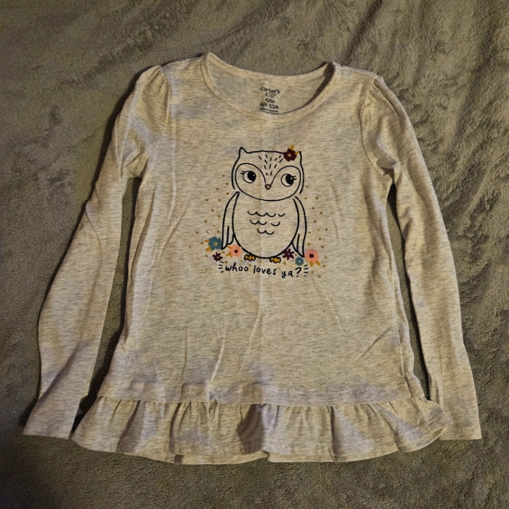 Grey Longsleeve Owl Top